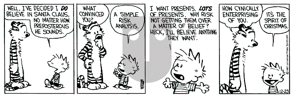 Calvin and Hobbes - Wednesday December 23, 1987 Comic Strip