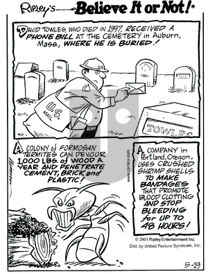 Ripley's Believe It or Not on Saturday May 24, 2003 Comic Strip