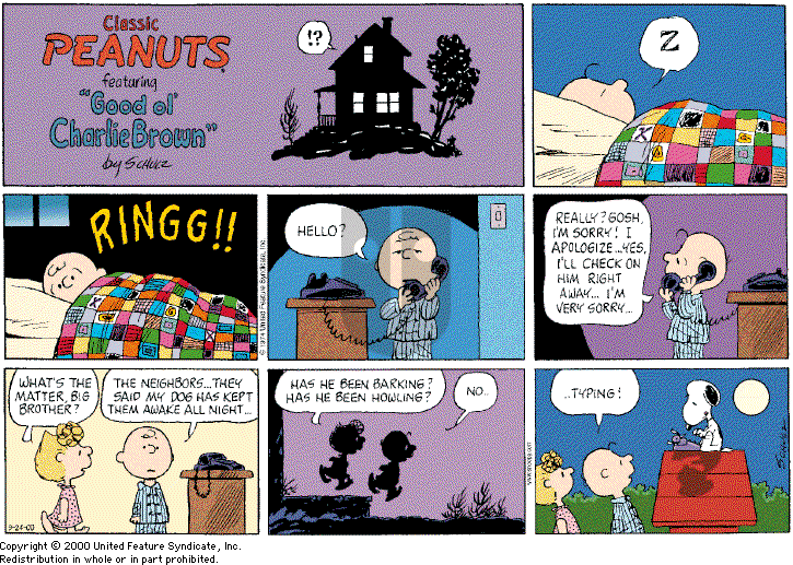 Peanuts - Sunday September 24, 2000 Comic Strip