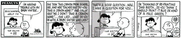 Peanuts on Tuesday February 21, 1967 Comic Strip