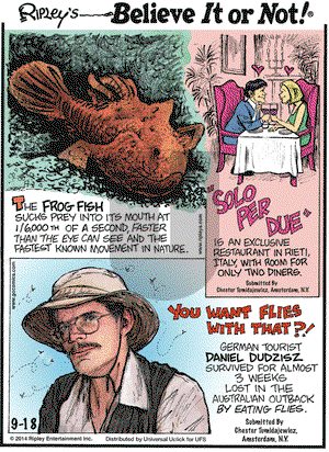 Ripley's Believe It or Not on Thursday September 18, 2014 Comic Strip