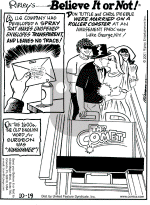 Ripley's Believe It or Not on Friday October 19, 2001 Comic Strip
