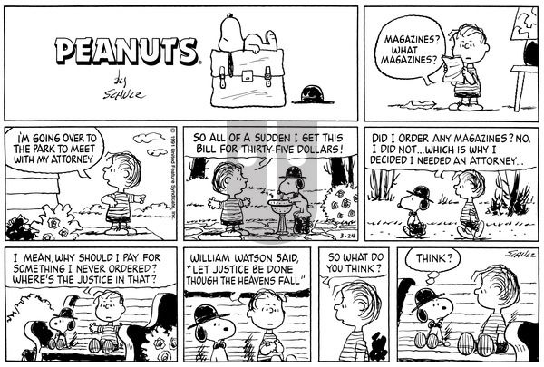 Peanuts on Sunday September 1, 1991 Comic Strip