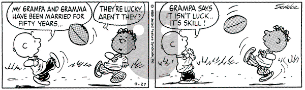 Peanuts on Wednesday September 27, 1989 Comic Strip