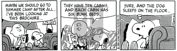 Peanuts on Friday June 17, 1994 Comic Strip