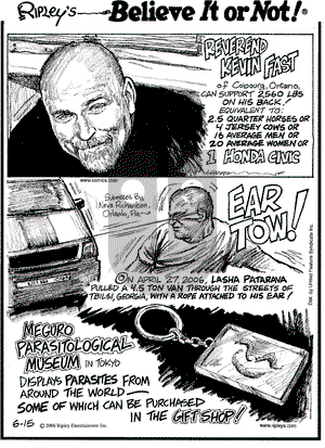 Ripley's Believe It or Not on Thursday June 15, 2006 Comic Strip