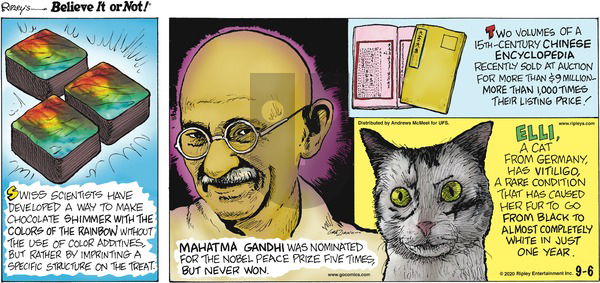 Ripley's Believe It or Not on Sunday September 6, 2020 Comic Strip