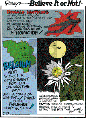 Ripley's Believe It or Not on Friday February 17, 2012 Comic Strip