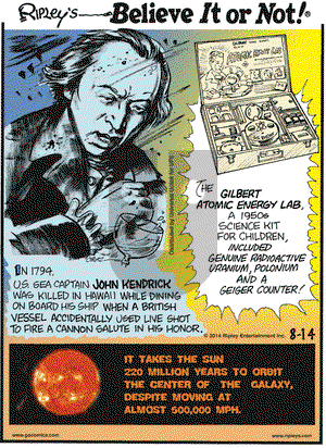 Ripley's Believe It or Not on Thursday August 14, 2014 Comic Strip