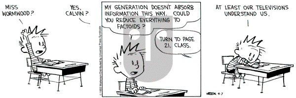 Calvin and Hobbes on Wednesday April 7, 1993 Comic Strip