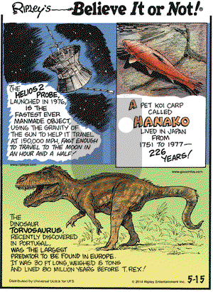 Ripley's Believe It or Not on Thursday May 15, 2014 Comic Strip