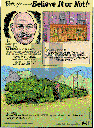 Ripley's Believe It or Not on Saturday March 31, 2018 Comic Strip