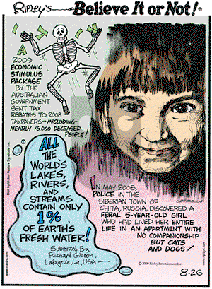 Ripley's Believe It or Not on Wednesday August 26, 2009 Comic Strip