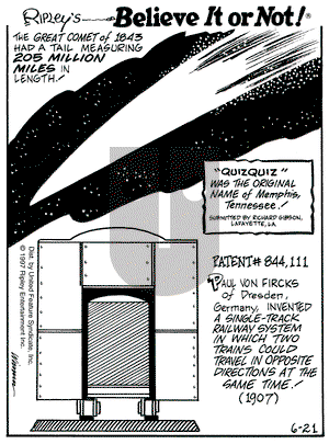 Ripley's Believe It or Not on Saturday June 21, 1997 Comic Strip