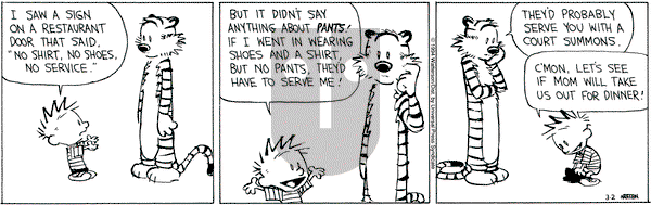 Calvin and Hobbes on Wednesday March 2, 1994 Comic Strip