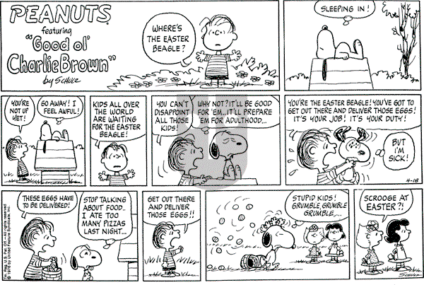 Peanuts - Sunday April 18, 1976 Comic Strip