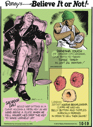 Ripley's Believe It or Not on Wednesday October 19, 2016 Comic Strip