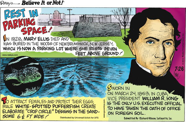 Ripley's Believe It or Not on Sunday July 26, 2015 Comic Strip