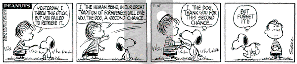 Peanuts on Saturday July 15, 1967 Comic Strip
