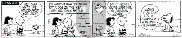 Peanuts on Friday April 15, 1960 Comic Strip