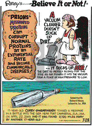 Ripley's Believe It or Not on Thursday July 28, 2011 Comic Strip