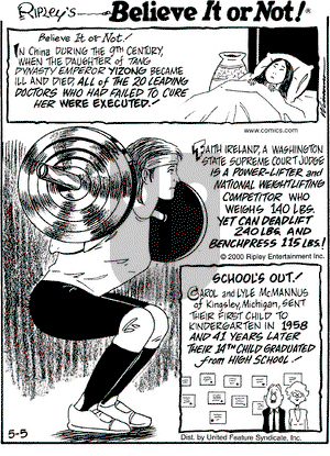Ripley's Believe It or Not on Friday May 5, 2000 Comic Strip