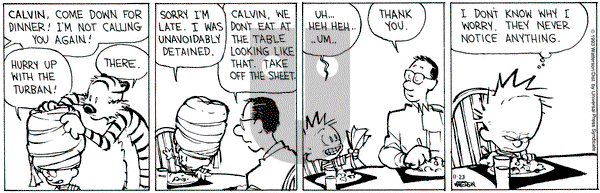 Calvin and Hobbes on Tuesday November 23, 1993 Comic Strip