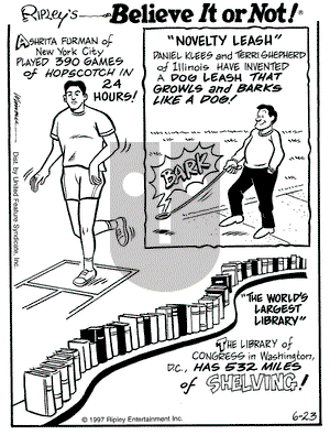Ripley's Believe It or Not on Monday June 23, 1997 Comic Strip