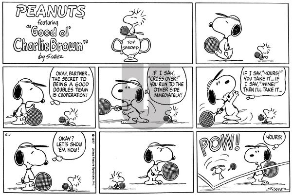 Peanuts on Sunday May 1, 1977 Comic Strip