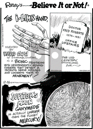 Ripley's Believe It or Not on Wednesday December 26, 2007 Comic Strip