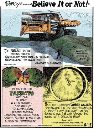 Ripley's Believe It or Not on Friday August 15, 2014 Comic Strip