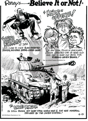 Ripley's Believe It or Not on Monday June 19, 2006 Comic Strip