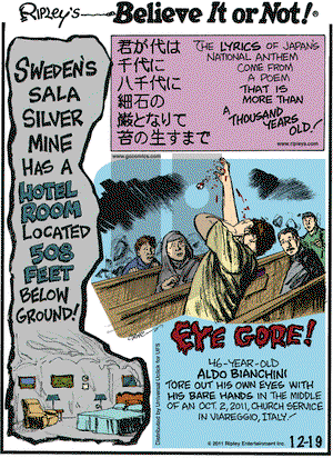 Ripley's Believe It or Not on Monday December 19, 2011 Comic Strip