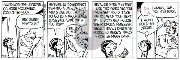 Grand Avenue on Wednesday September 12, 2001 Comic Strip