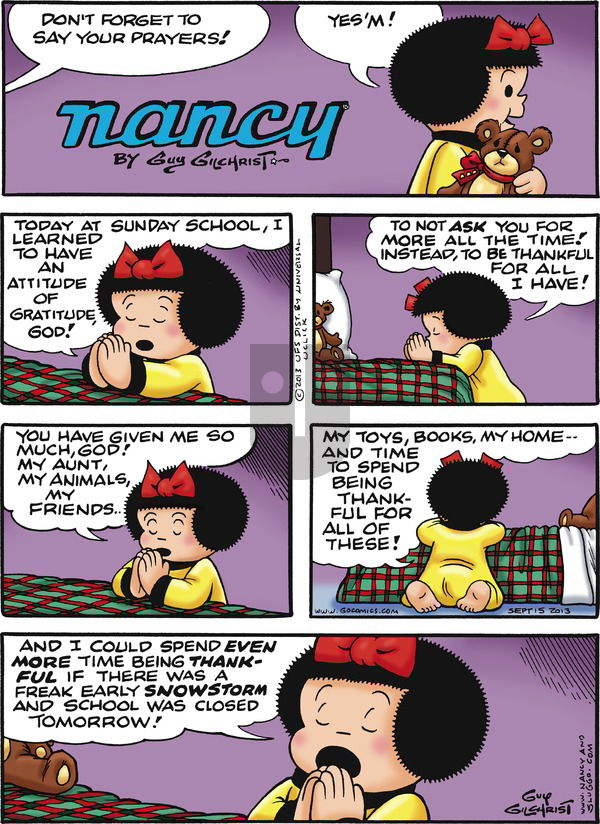 Nancy on Sunday September 15, 2013 Comic Strip