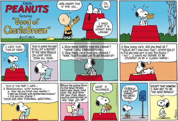 Peanuts on Sunday January 4, 2004 Comic Strip