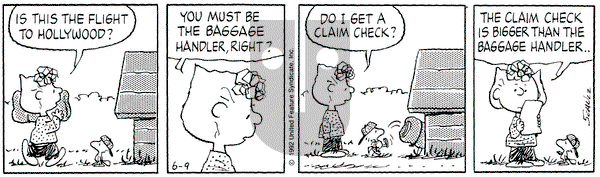 Peanuts on Tuesday June 9, 1992 Comic Strip