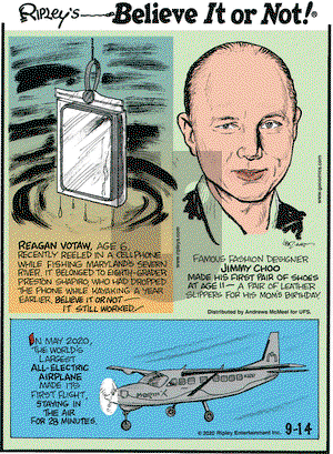 Ripley's Believe It or Not on Monday September 14, 2020 Comic Strip