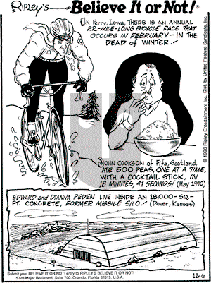 Ripley's Believe It or Not on Friday December 6, 1996 Comic Strip