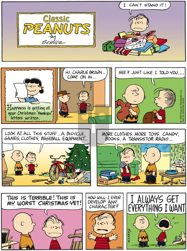 Peanuts - Sunday December 25, 2011 Comic Strip