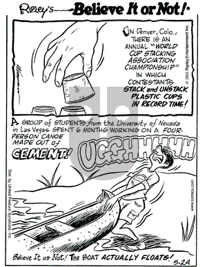 Ripley's Believe It or Not on Saturday August 2, 2003 Comic Strip