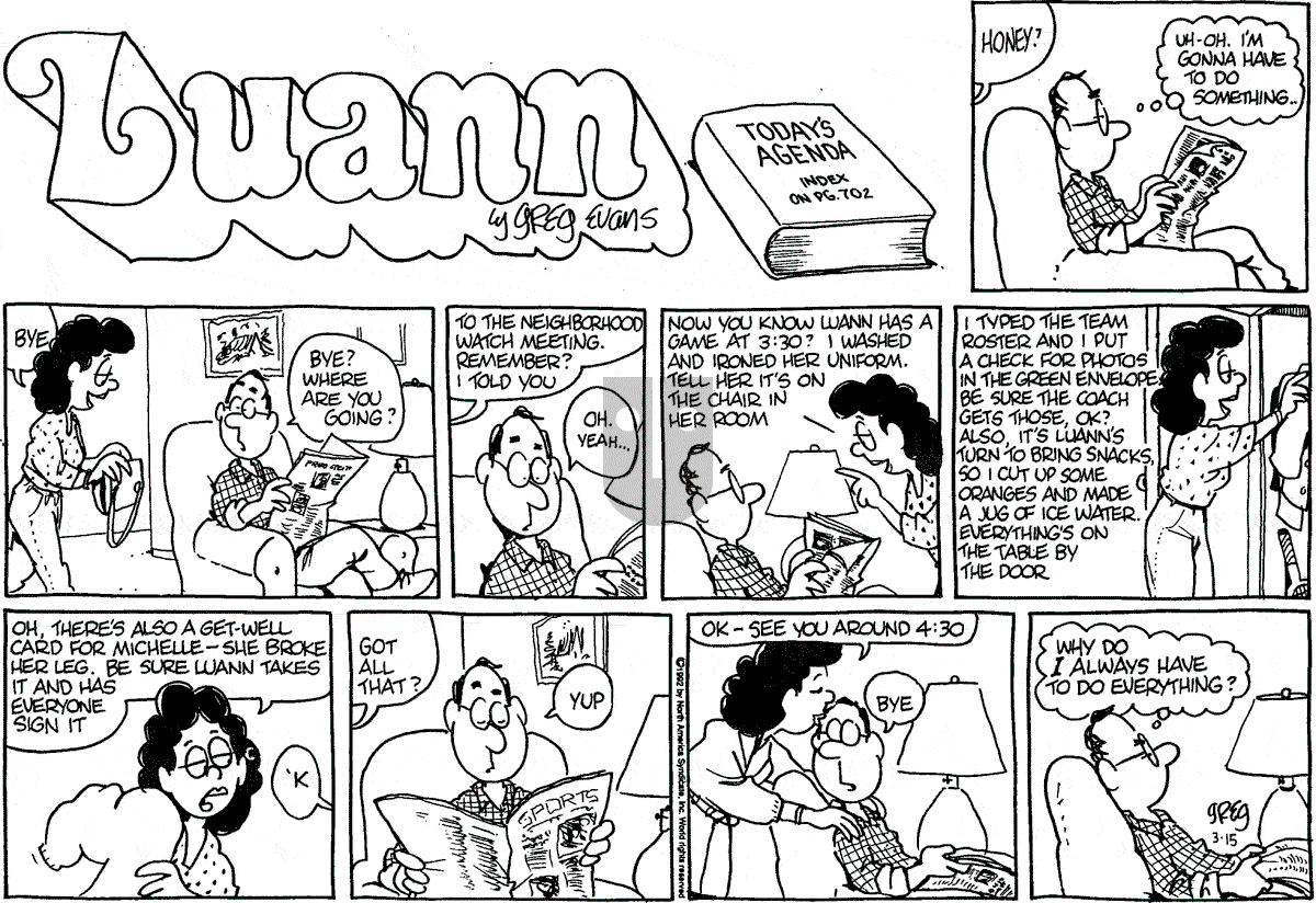Luann - Sunday March 15, 1992 Comic Strip