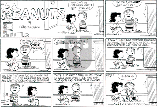 Peanuts - Sunday March 3, 1957 Comic Strip