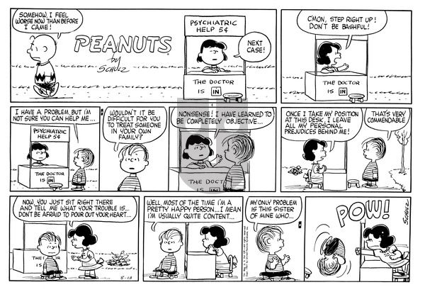 Peanuts on Sunday August 13, 1961 Comic Strip
