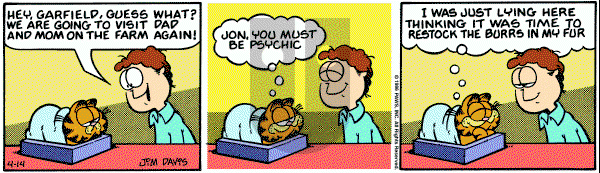 Garfield on Monday April 14, 1986 Comic Strip