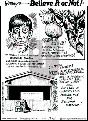 Ripley's Believe It or Not on Saturday December 11, 2004 Comic Strip