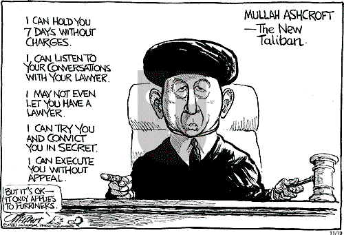 Pat Oliphant on Monday November 19, 2001 Comic Strip