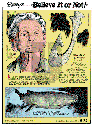 Ripley's Believe It or Not on Monday September 28, 2020 Comic Strip