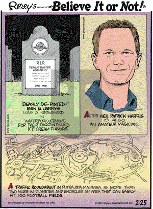 Ripley's Believe It or Not on Thursday February 25, 2021 Comic Strip
