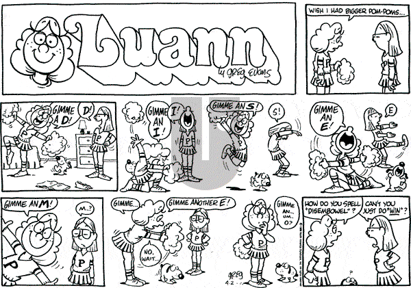 Luann on Sunday April 2, 1989 Comic Strip